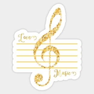 G clef,Treble clef,Love Music,musical notes.luxury style Sticker